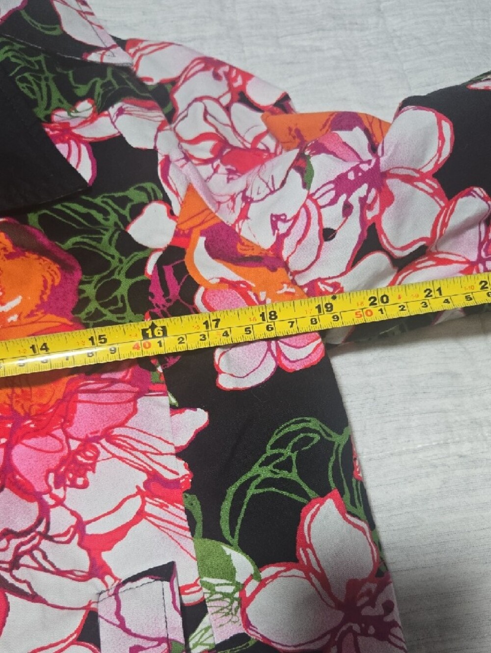 Victor Costa Black Floral-Print Jacket with Pink and Green Accents - Picture 8 of 10